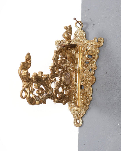 Premium Brass Wall Hanging Bracket for Lamps or Bells – Bird Design 9 inch - Budhshiv.com
