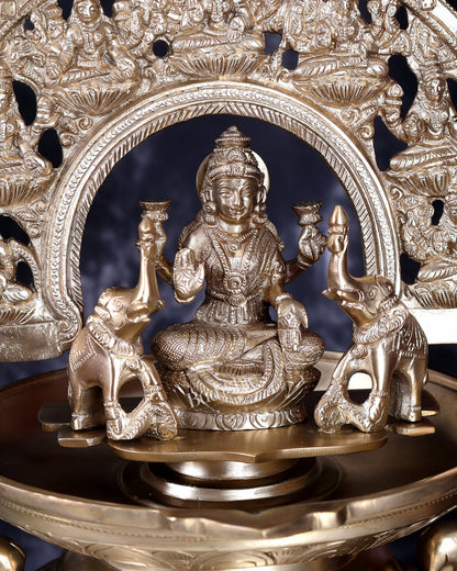 Premium Bronze Ashtalakshmi Hanging Lamp Diya Vilakku – Traditional Temple Deepam with Chain - Budhshiv.com