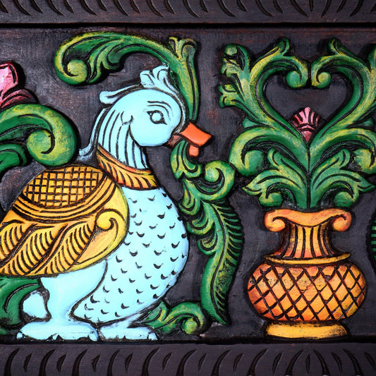 Premium Wood Annam Pakshmi Wall Hanging Panel – Hand - Painted 24 inch wide - Budhshiv.com