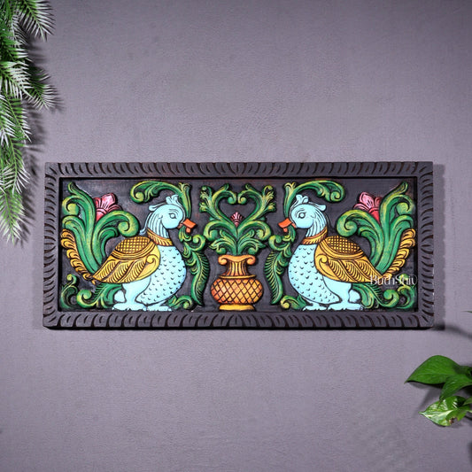 Premium Wood Annam Pakshmi Wall Hanging Panel – Hand - Painted 24 inch wide - Budhshiv.com
