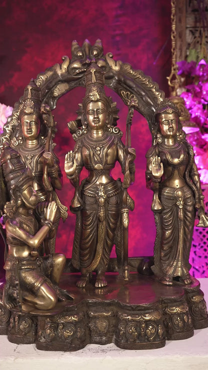 Brass Large Ram Darbar Statue — Dual-Tone Copper Gold Finish with Prabhavali 25.5 inch