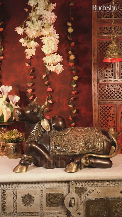 Handcrafted Brass Nandi Idol 21 inch dual tone