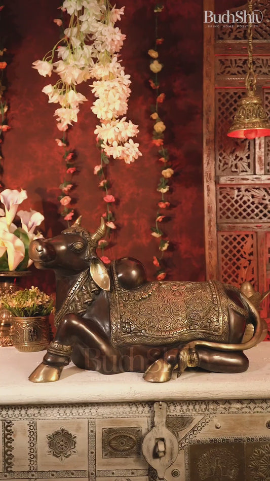 Handcrafted Brass Nandi Idol 21 inch dual tone