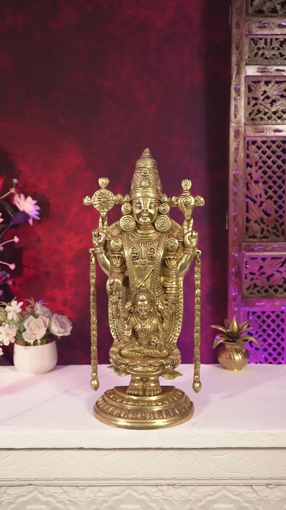 Superfine Brass Tirupati Balaji Idol with goddess Lakshmi | Height 20 inch Antique tone