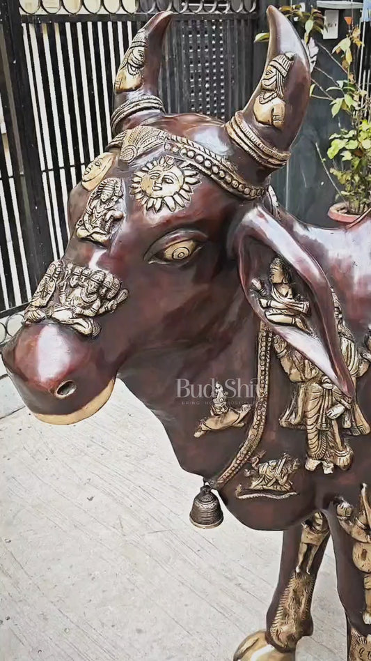 Brass Large Kamadhenu Cow with Calf – 53"