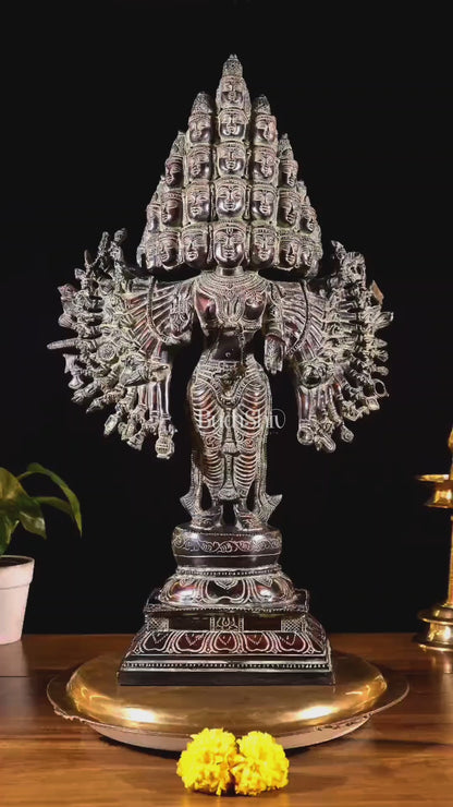 Vintage Brass Maha Sadashiva (25‑Faced Lord Shiva) Statue – 21.5″