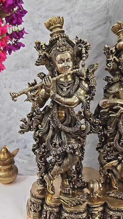 Brass Radha krishna Idols together on same base 29 inch large