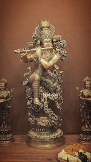 Large Lord Krishna Superfine Brass Sculpture - 48 inch, 75 kg