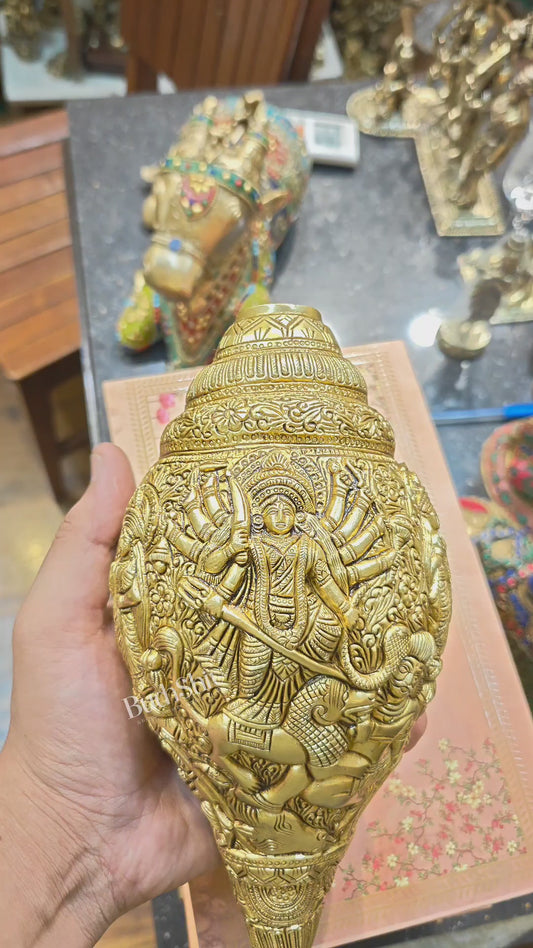 Brass Superfine Durga Darbar Shankh  – 9.5 inch