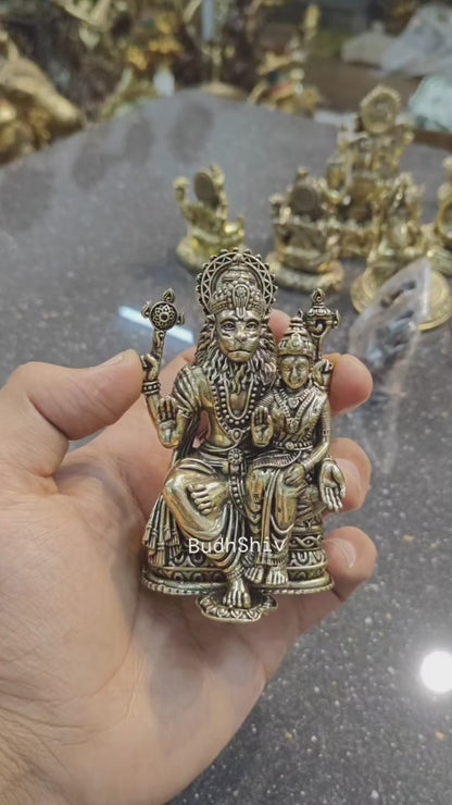 Superfine Brass Narsimha Lakshmi Statue | 4" Tall |