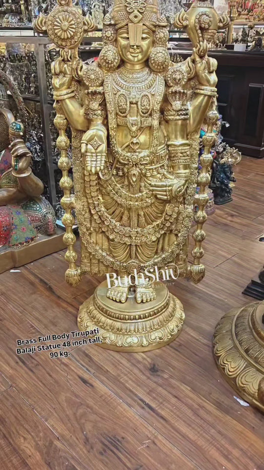 Pure Brass Tirupati Balaji Statue - 48" full body