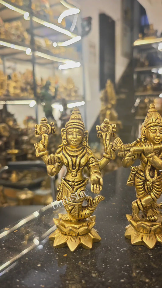 Dashavatar Set — Brass Idols on Lotus Base 5 inch