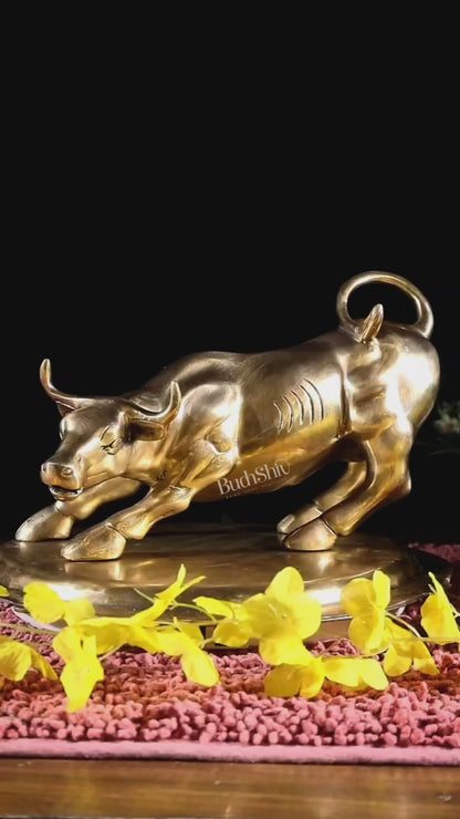 Pure Brass Bull of Wall Street Sculpture - 10.5"