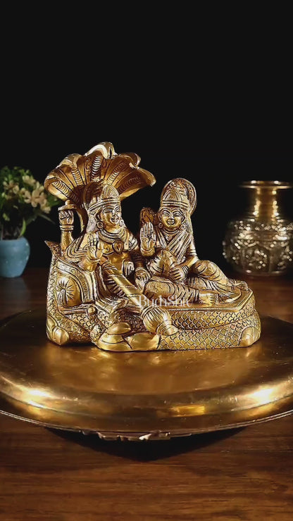 Superfine Brass Vishnu Narayan lakshmi idol 7"