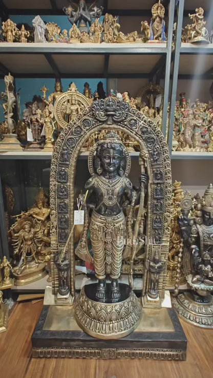 Brass Ayodhya Ram Lalla Statue - 53" Black Finish Large Murti