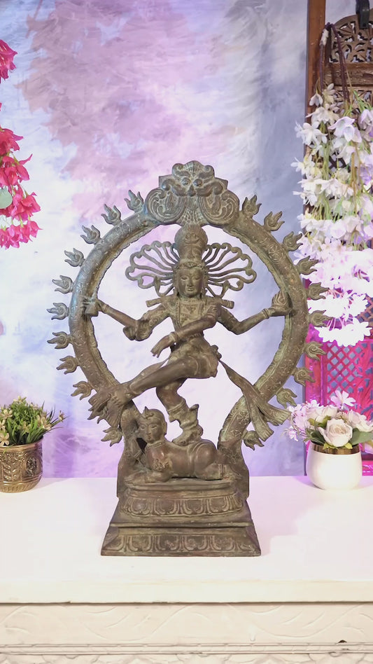 Handcrafted Bronze Nataraja – Dancing Shiva Vintage Indonesian Sculpture 22 inch