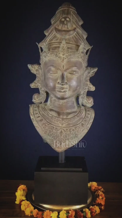 Balinese Bronze Large Shiva Face Head Bust – Lost Wax Method 32"