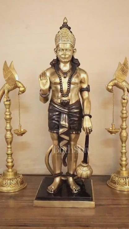 Pure Superfine Brass Large Standing Hanuman Statue 38"