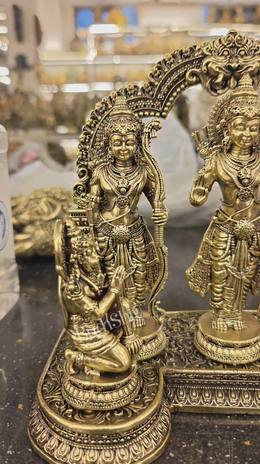 Brass Superfine Ram Darbar Idol with Prabhavali Arch Aura (7 Inches)