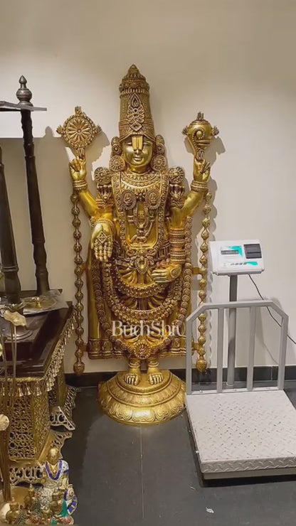 Brass Superfine Tirupati Balaji 6 Feet Statue - Lord Venkateshwara Large Sculpture