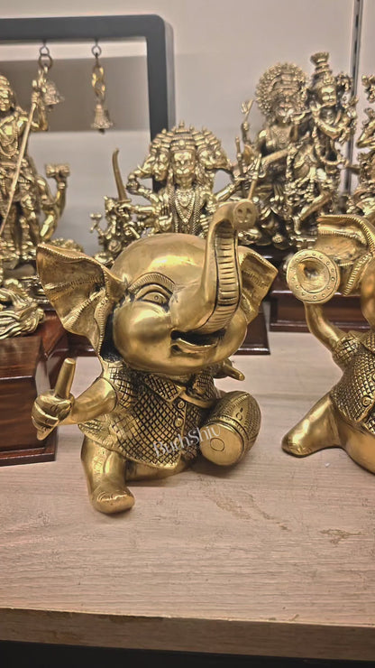Pure Brass Musical Baby Elephants Set | 7 Inch (17.8 cm) | 8 kg Trio