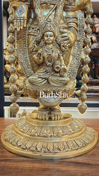 Brass Large Tirupati Balaji Statue with Padmavathi Lakshmi Engraving (34.5 Inches)