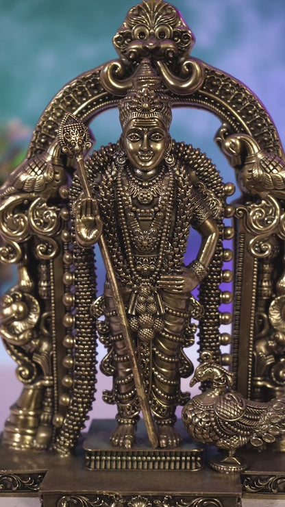 Brass Superfine Murugan Swamy Idol | Divine Handcrafted Kartikeya Murti (8 Inch)