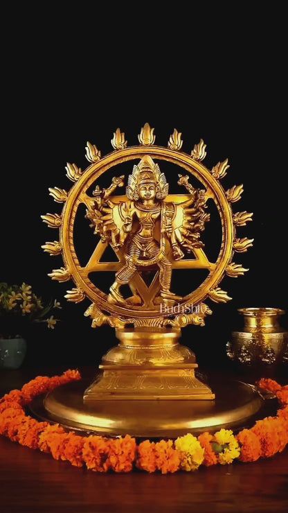 Brass Sudharshana Chakara Vishnu and Narsimha Chakrathazhwar large 13.5"