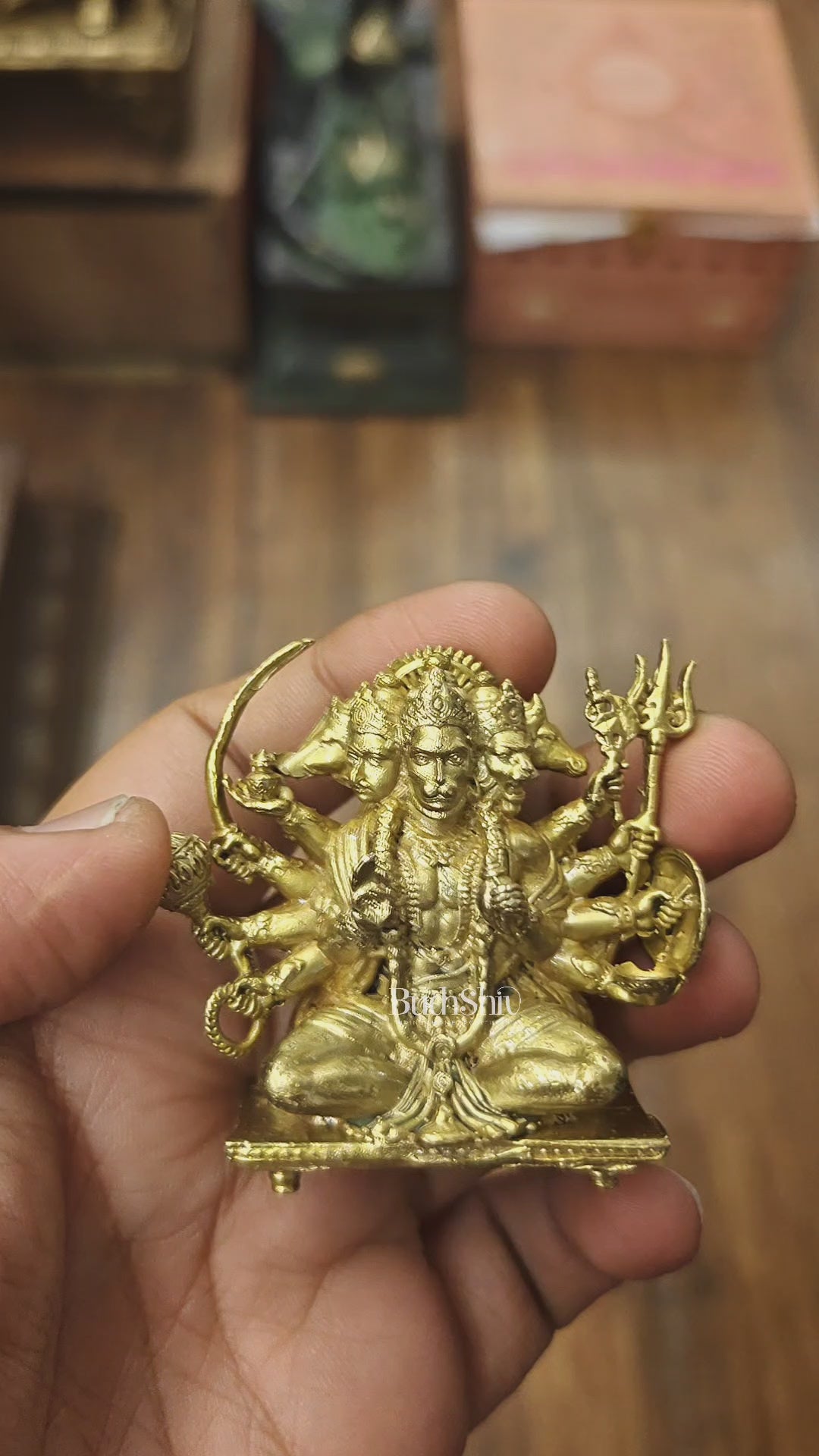 SHANGHAI TANG /上海灘/琺瑯バングル（黄銅製/真鍮）未使用 Pure Bronze Panchaloha Panchmukhi Hanuman Idol with Crossed Legs