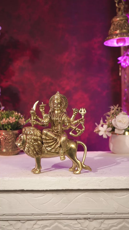 Brass Durga ambe ma idol 8.5" heavy