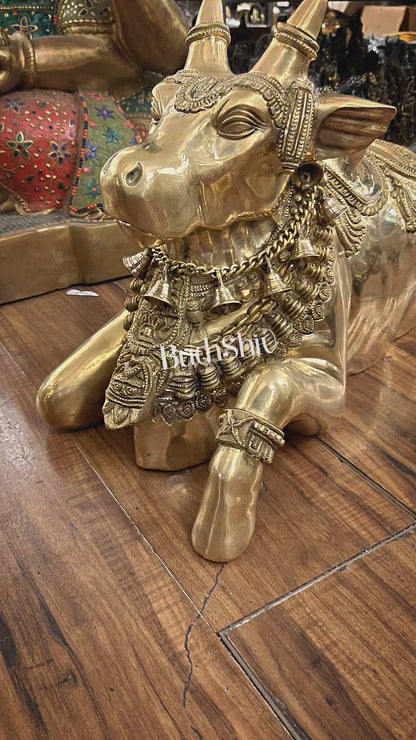Brass Nandi Sculpture – Majestic Temple Design 25 inch