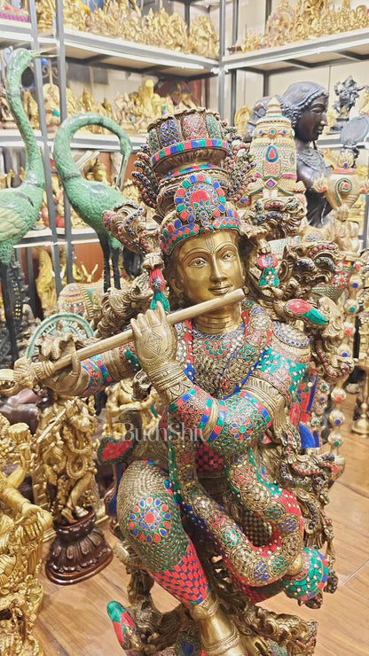 Lord Krishna Brass statue - 46 inch/3.75 feet large