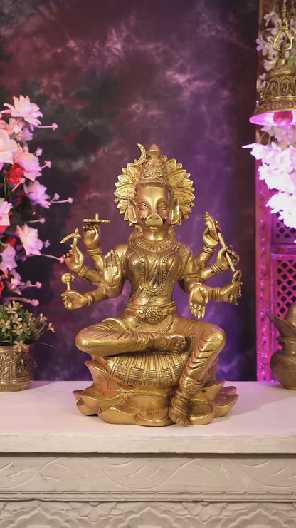 Brass Superfine Large Varahi Devi on Lotus Idol 18.5 inch