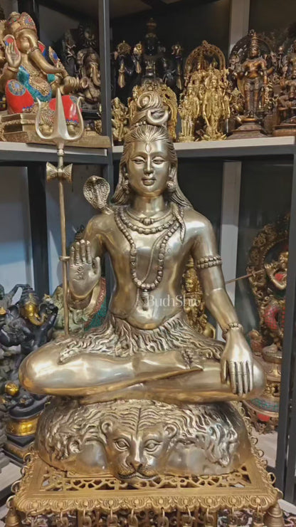 Handcrafted Pure Brass Lord Shiva Statue - 23" Divine Mahadev Sculpture