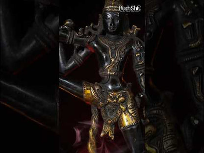 Brass Dancing Shiva Statue - Black finish - 18 "