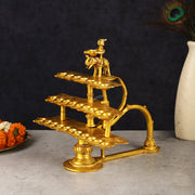 Artvarko Aarti Diya In Ottone Con Manico - Puja Lampada Per Canfora - Accessorio Decorativo Diwali 17,8 Cm - Fatto A Mano India