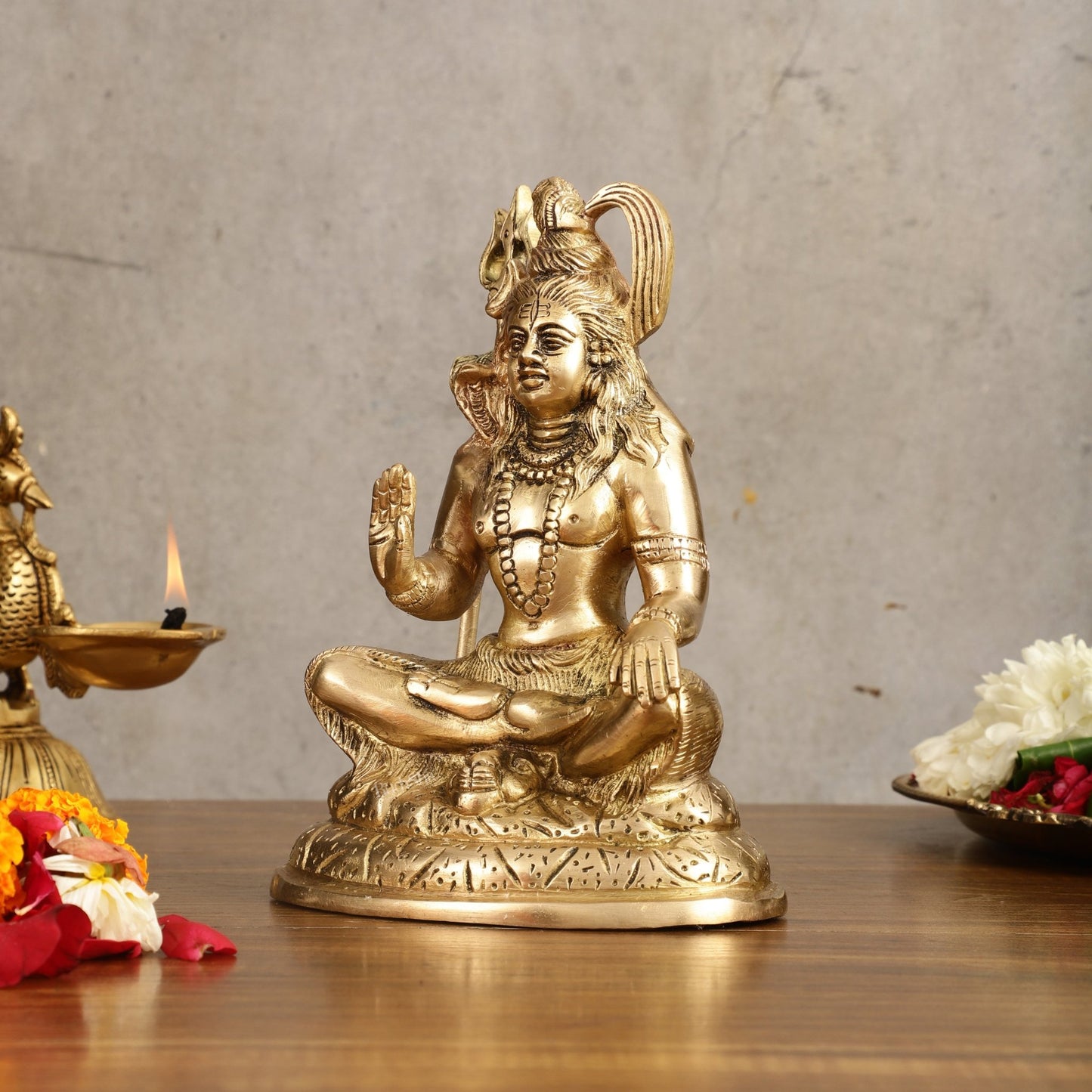 Pure Brass Aashirwaad Shiva Statue - 7.5 in Height - Budhshiv.com
