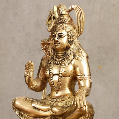 Pure Brass Aashirwaad Shiva Statue - 7.5 in Height - Budhshiv.com