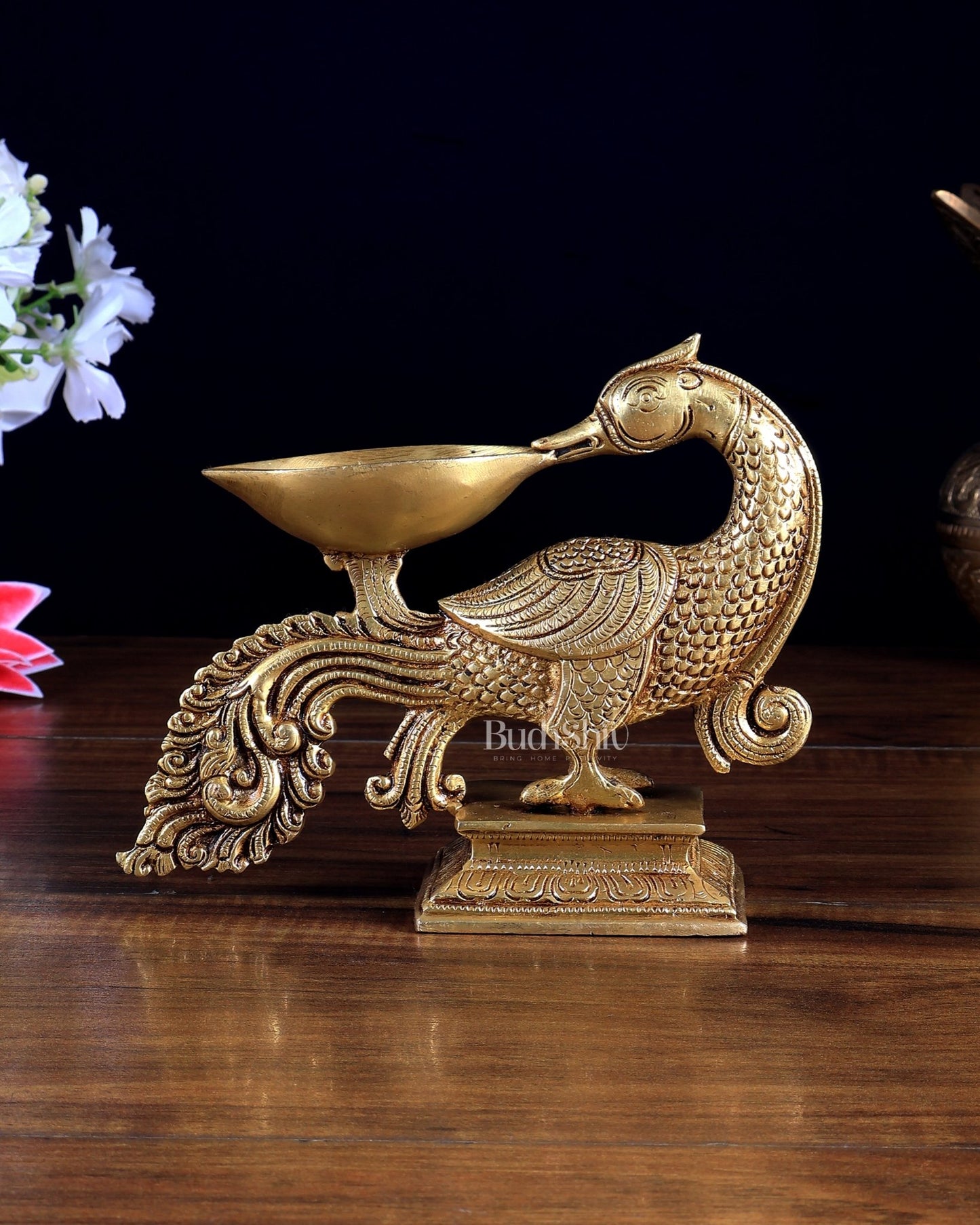Pure Brass Annam Pakshi Diya – Traditional Old - Style Vilakku - Budhshiv.com
