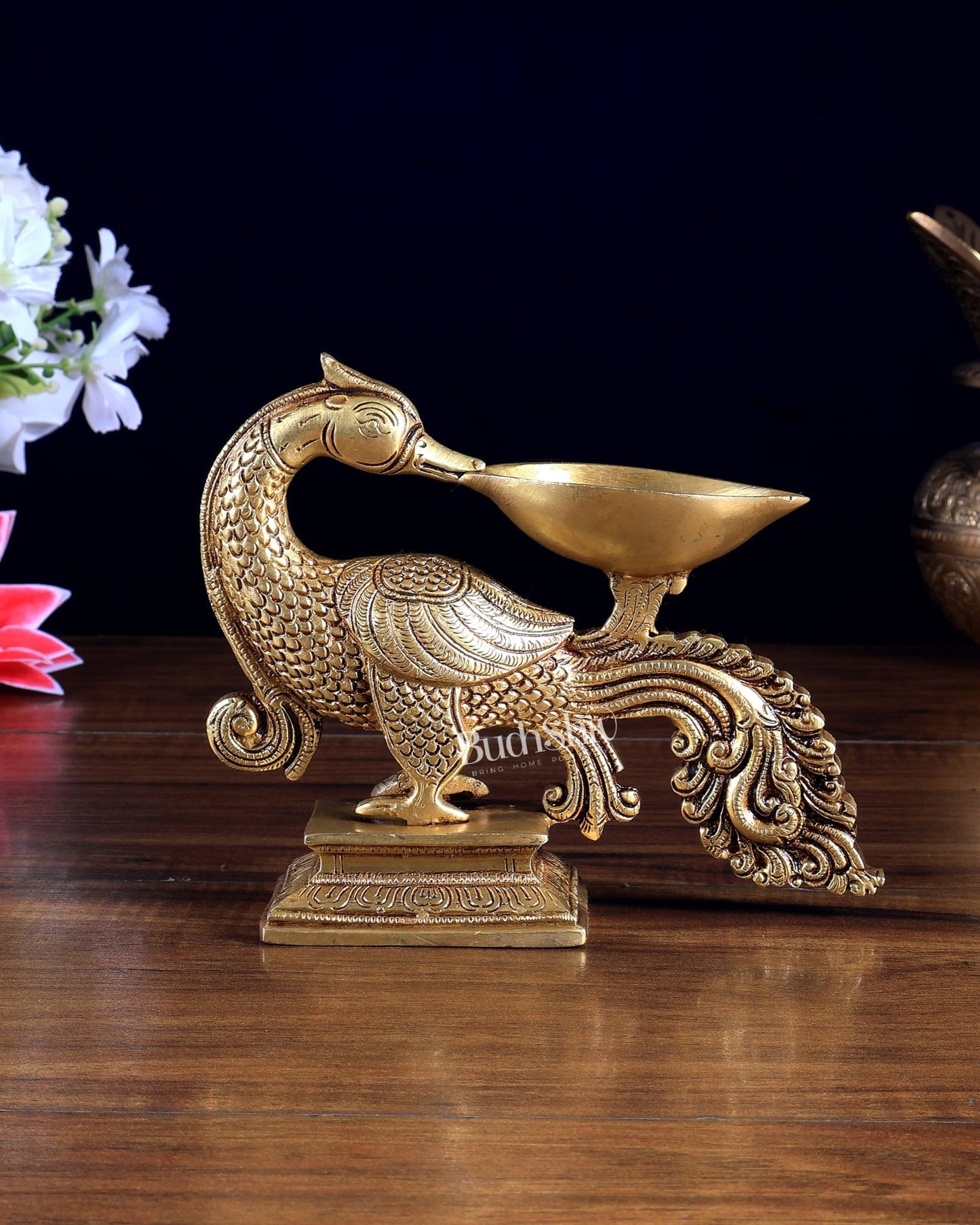 Pure Brass Annam Pakshi Diya – Traditional Old - Style Vilakku - Budhshiv.com