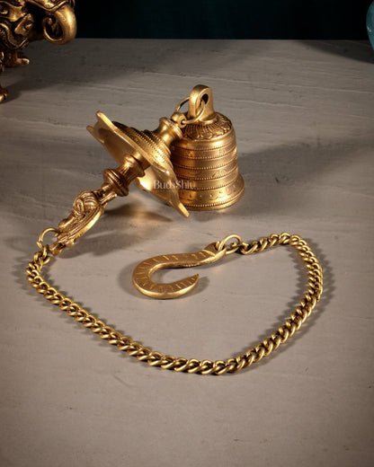 Pure Brass Annam Pakshi Hanging Oil Lamp with Bell - Budhshiv.com