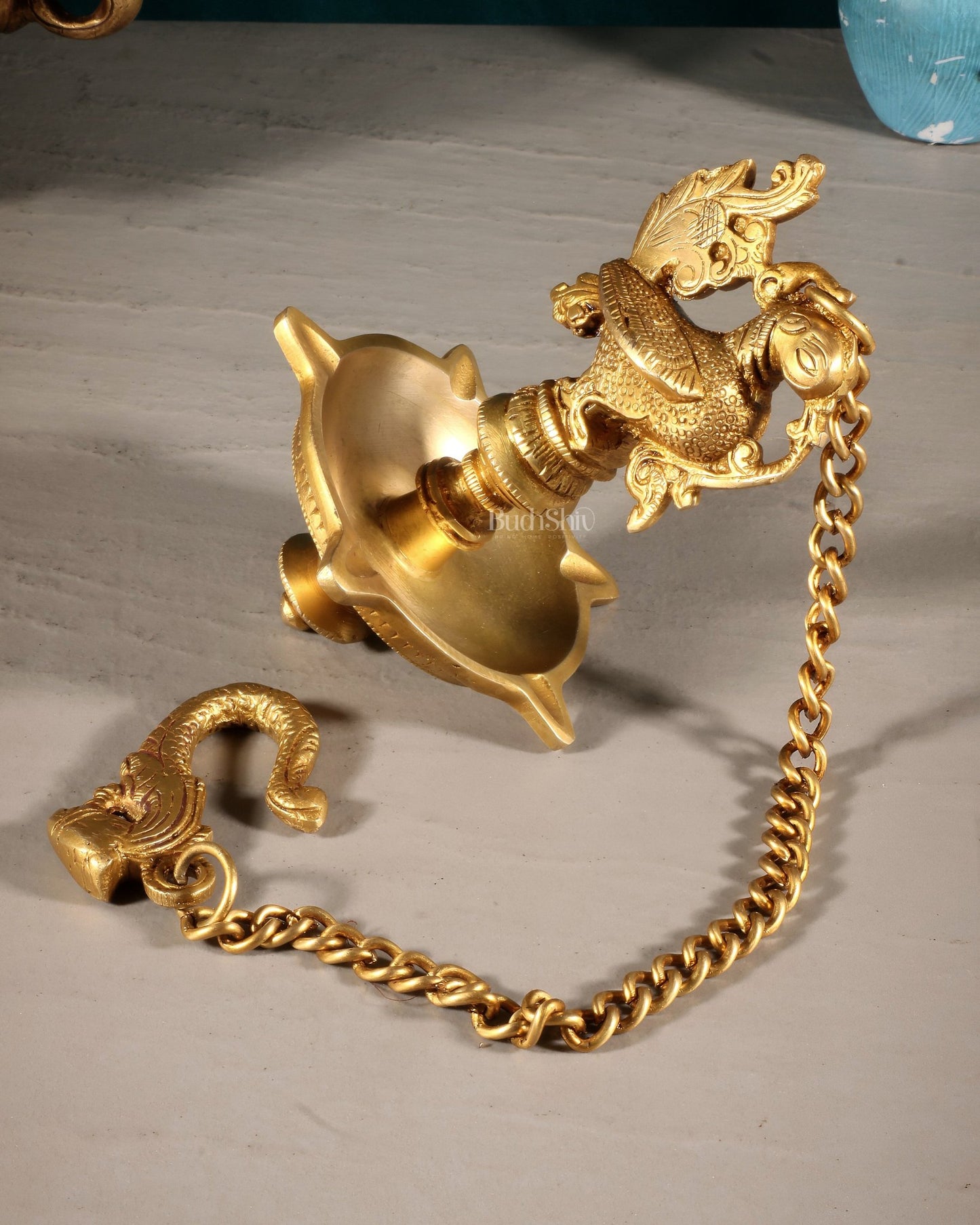Pure Brass Annam Pakshi Peacock Hanging Oil Lamp Diya – Intricately Crafted - Budhshiv.com