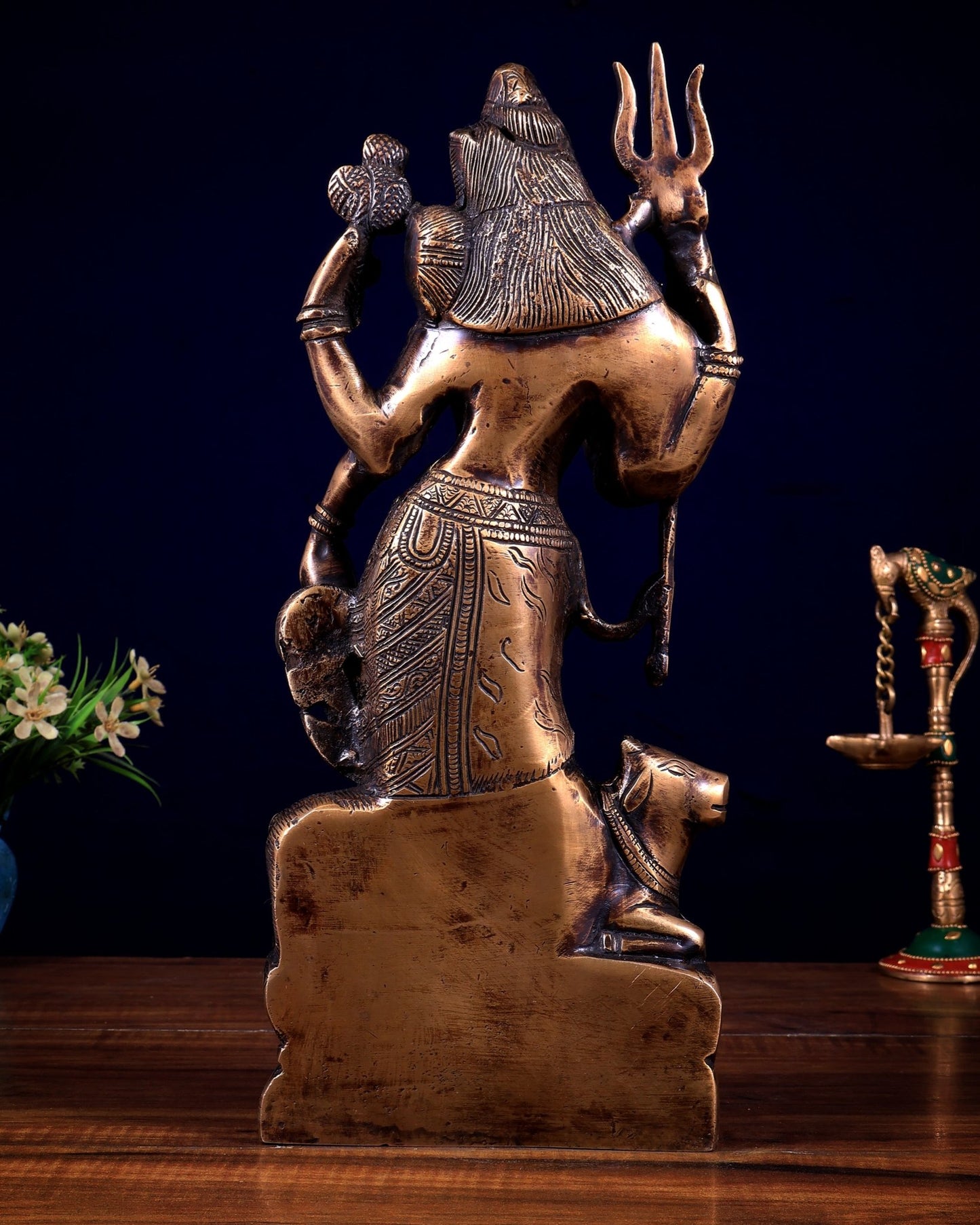 Pure Brass Ardhanishvara Idol in Natural Antique Tone 13 inch - Budhshiv.com