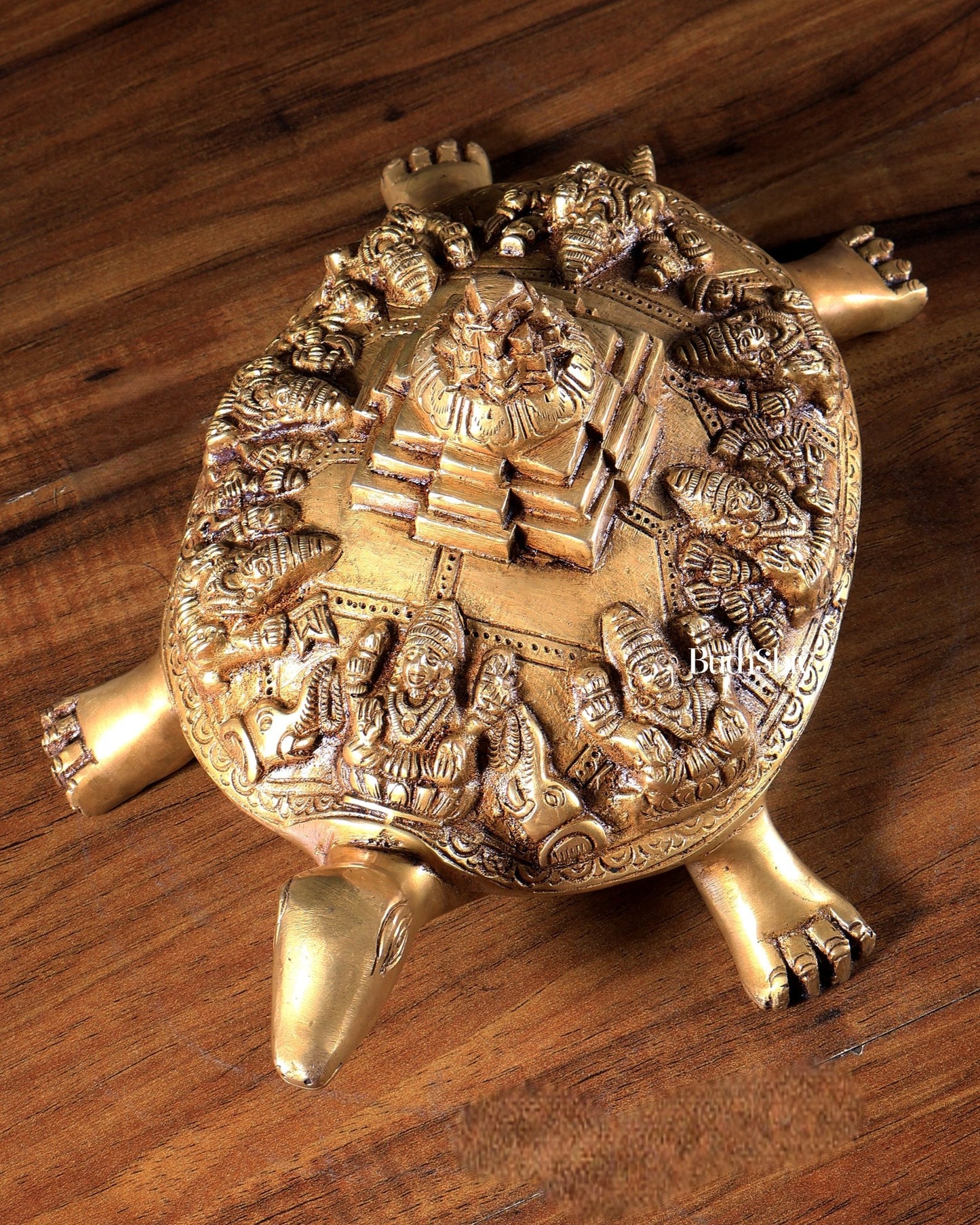 Pure Brass Ashtalakshmi Shree Yantra on Tortoise – Vastu Approved 9.5 inch - Budhshiv.com