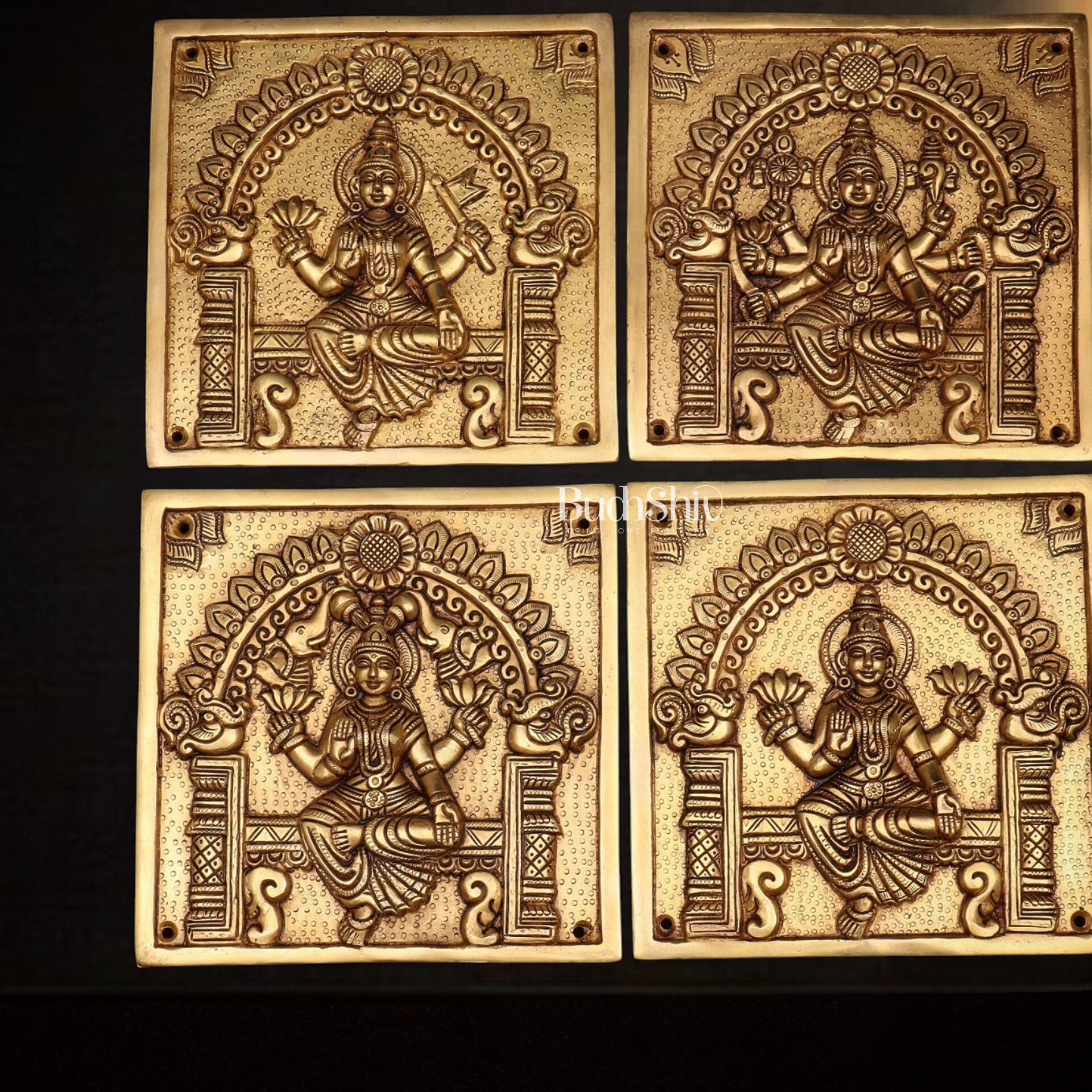 Pure Brass Ashtalakshmi Wall Hangings – Large Set 8.5" - Budhshiv.com