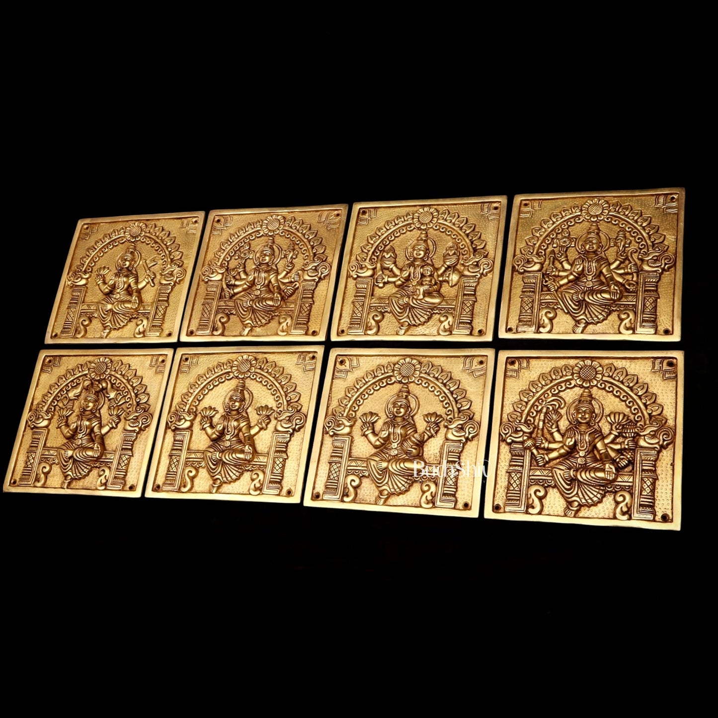 Pure Brass Ashtalakshmi Wall Hangings – Large Set 8.5" - Budhshiv.com