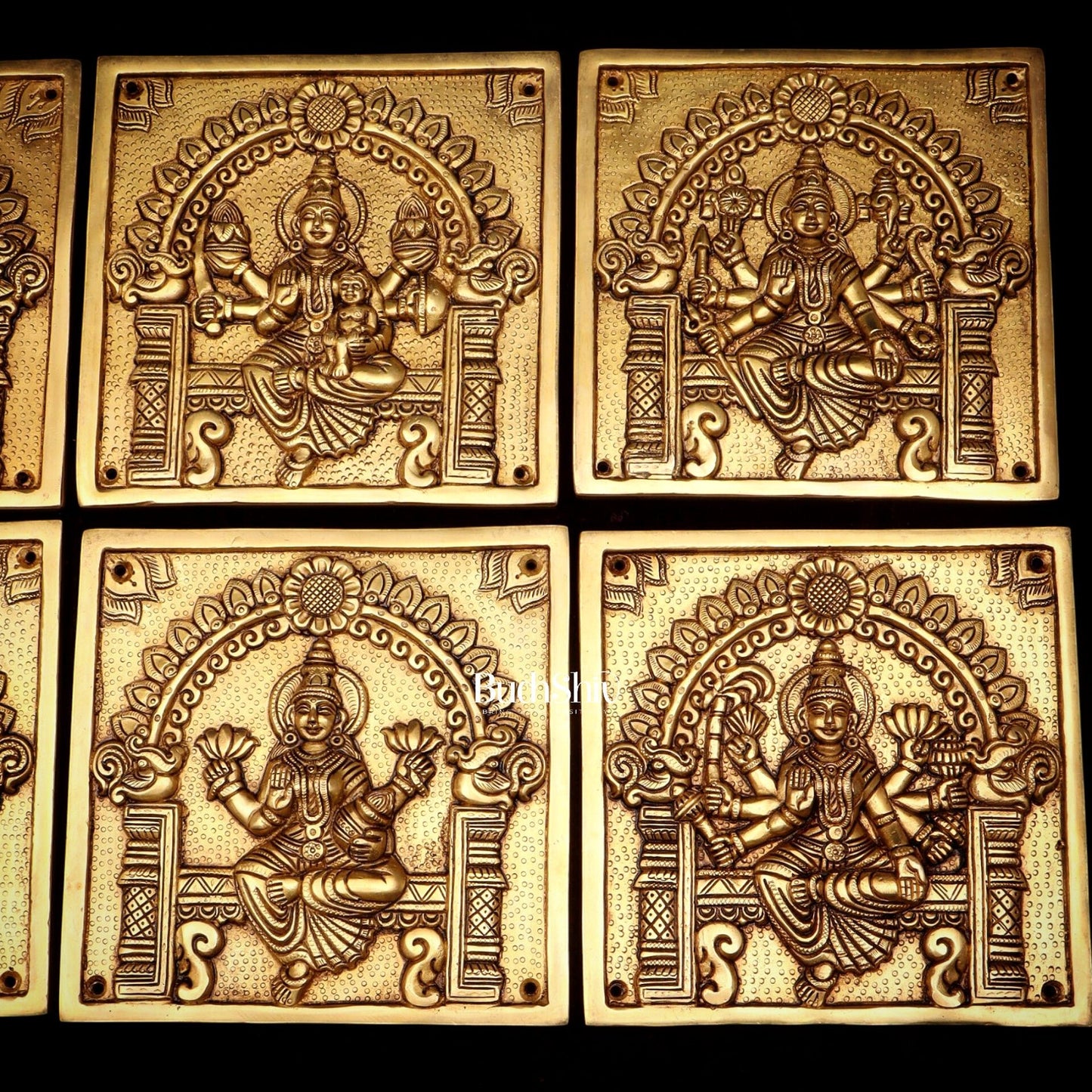 Pure Brass Ashtalakshmi Wall Hangings – Large Set 8.5" - Budhshiv.com