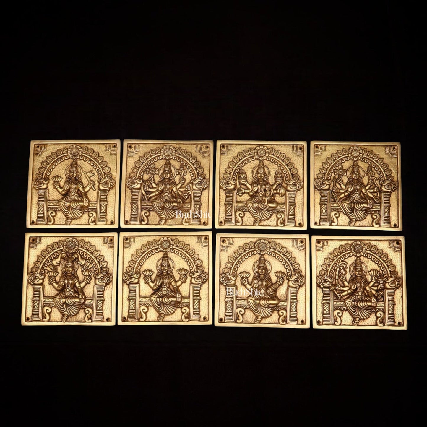 Pure Brass Ashtalakshmi Wall Hangings – Large Set 8.5" - Budhshiv.com