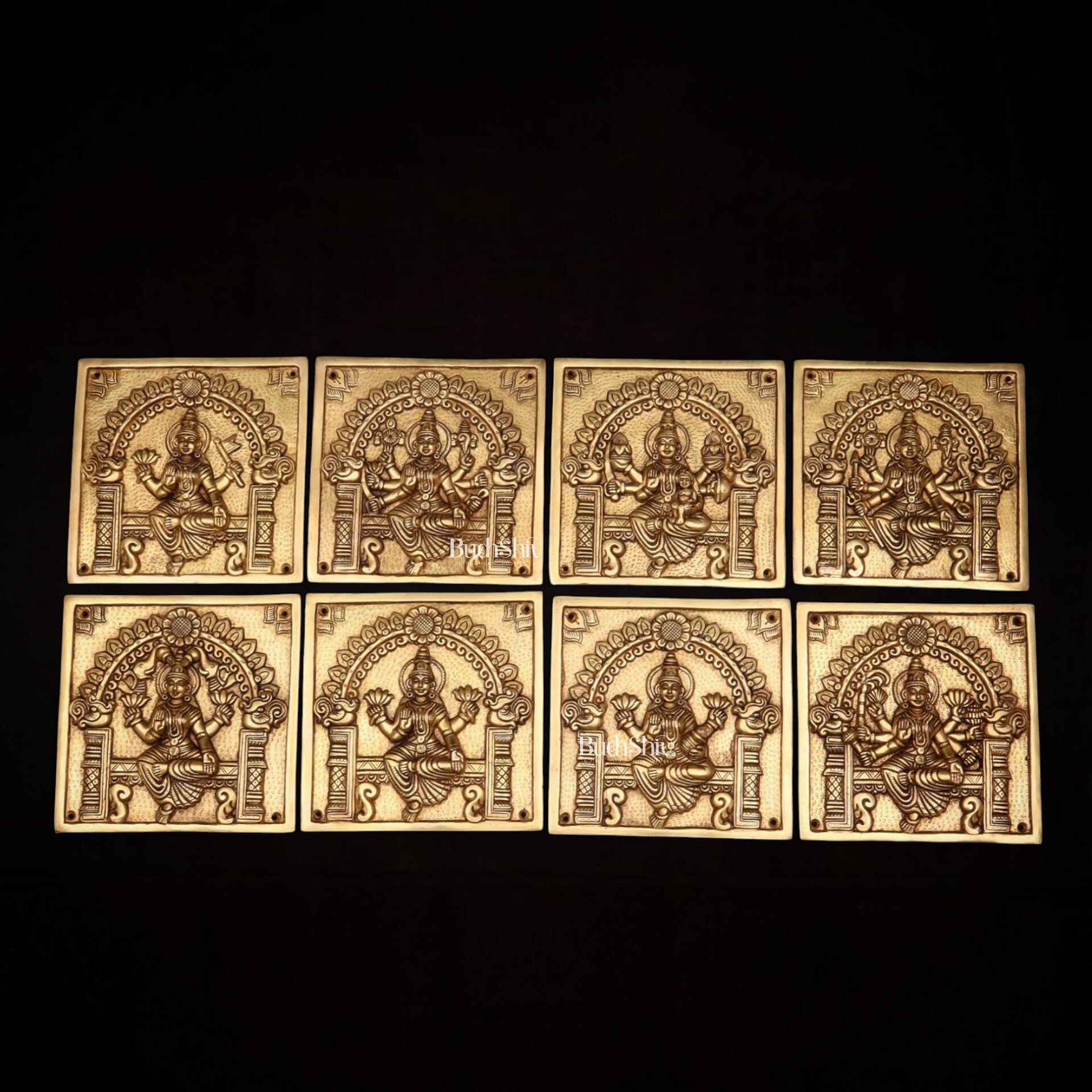 Pure Brass Ashtalakshmi Wall Hangings – Large Set 8.5" - Budhshiv.com