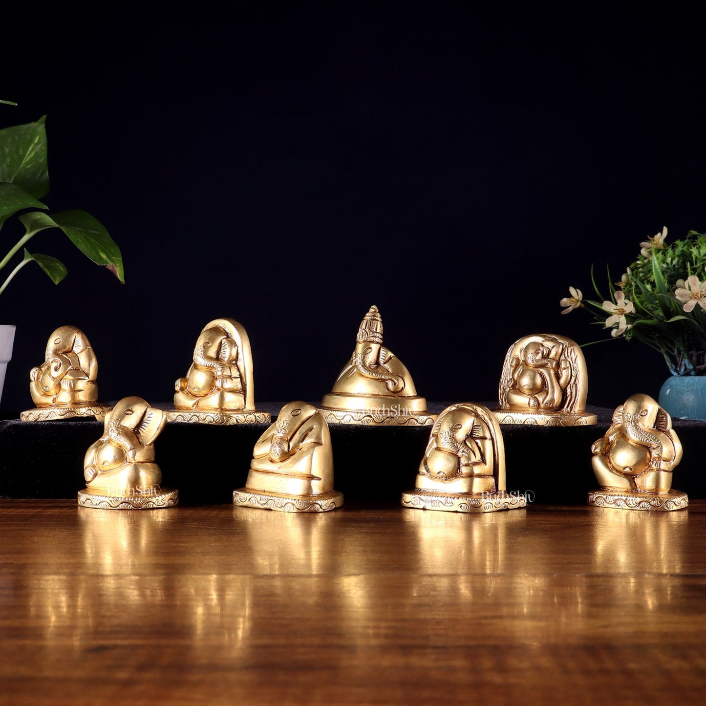 Pure Brass Ashtavinayaka Lord Ganesha eight Forms Idol Set – 2.5 Inch, - Budhshiv.com